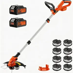20V 12" Cordless String Trimmer With 2 X 2.0Ah  and Charger, Electric Grass Trimmer   Eater String, Edger Lawn Tool Grass  With 8 count Line, Lawn Mover For Garden Yard, Orange