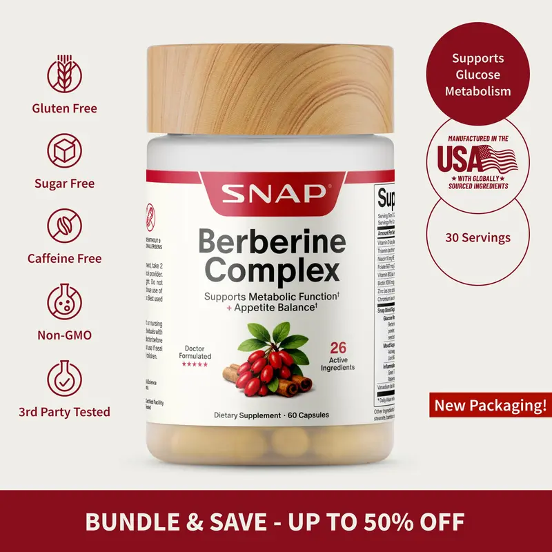 Berberine Complex - Blood Sugar Support Capsules - Glucose Metabolism & Energy Support - Berberine HCL + Cinnamon + Chromium - Mood & Inflammation Support - Ashwagandha + Turmeric - 3rd Party Tested