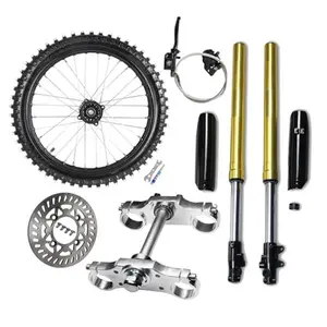 70/100-19 Dirt Bike Front Wheel Tire and Rim with Disc Brake Rotor 735mm Upside Down Front Fork Triple Tree Clamp Brake Caliper Assembly Kit for SSR Dirt Pit Bike Trail Offroad Motorcycle 125cc- 250cc