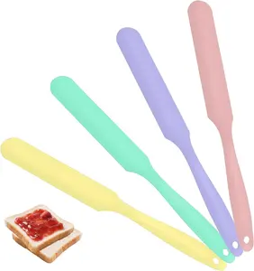4Pcs Jar Spatula Silicone Long Scraper, Food-Grade Cream Spatulas, Heat-Resistant Jam Spreader for Scraping Kitchen Baking Mixing Cake Butter YZRIZX