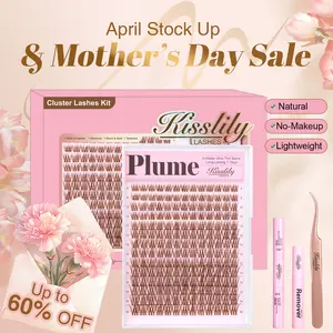 Plume| Kisslily Brown Lashes Natural Lash Clusters With Invisible Band DIY Lash Extension Kit Eyelash Kit with Bond and Seal 8-16mm C Curl Beginner Friendly Individual Lashes Waterproof Long lasting Makeup For Girl Cosmetic #TikTokShopBacktoSchool