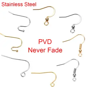50pcs Never Fade PVD Stainless Steel Earring Hooks Clasps Bulk Lot Anti Allergy Earring Making Supplies For Diy Jewelry Findings