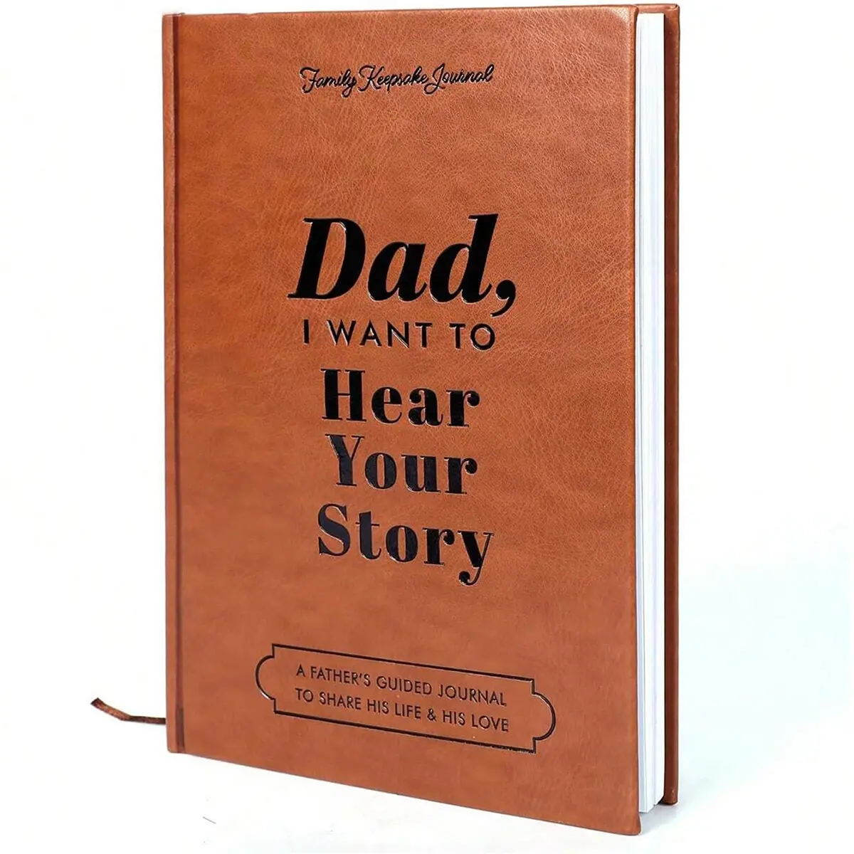 "Dad, I Want to Hear Your Story" Notebook, Father's Day Gift, Stationery Gift, Leather Cover, Ribbon Page Marker, Parent's Diary, Share Your Life, Leather Journal, Travel Journal, Daily Guided Journal, Perfect for Thanksgiving, Birthday, New Year's Gifts