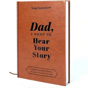"Dad, I Want to Hear Your Story" Notebook, Father's Day Gift, Leather Cover, Ribbon Page Marker, Parent's Diary, Share Your Life, Leather Journal, Travel Journal, Daily Guided Journal, Perfect for Thanksgiving, Birthday, New Year's Gifts