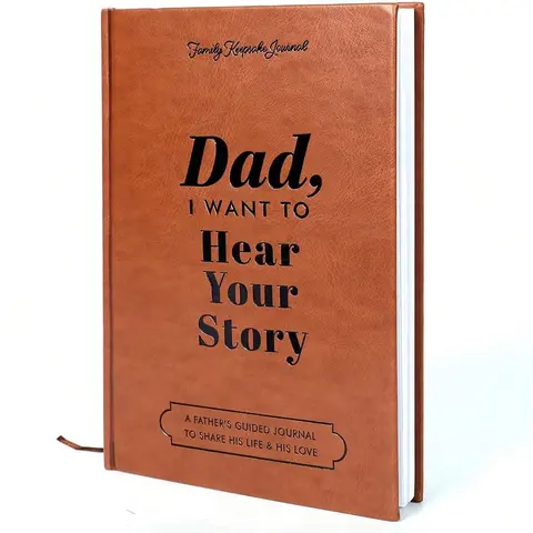 "Dad, I Want to Hear Your Story" Notebook, Father's Day Gift, Stationery Gift, Leather Cover, Ribbon Page Marker, Parent's Diary, Share Your Life, Leather Journal, Travel Journal, Daily Guided Journal, Perfect for Thanksgiving, Birthday, New Year's Gifts