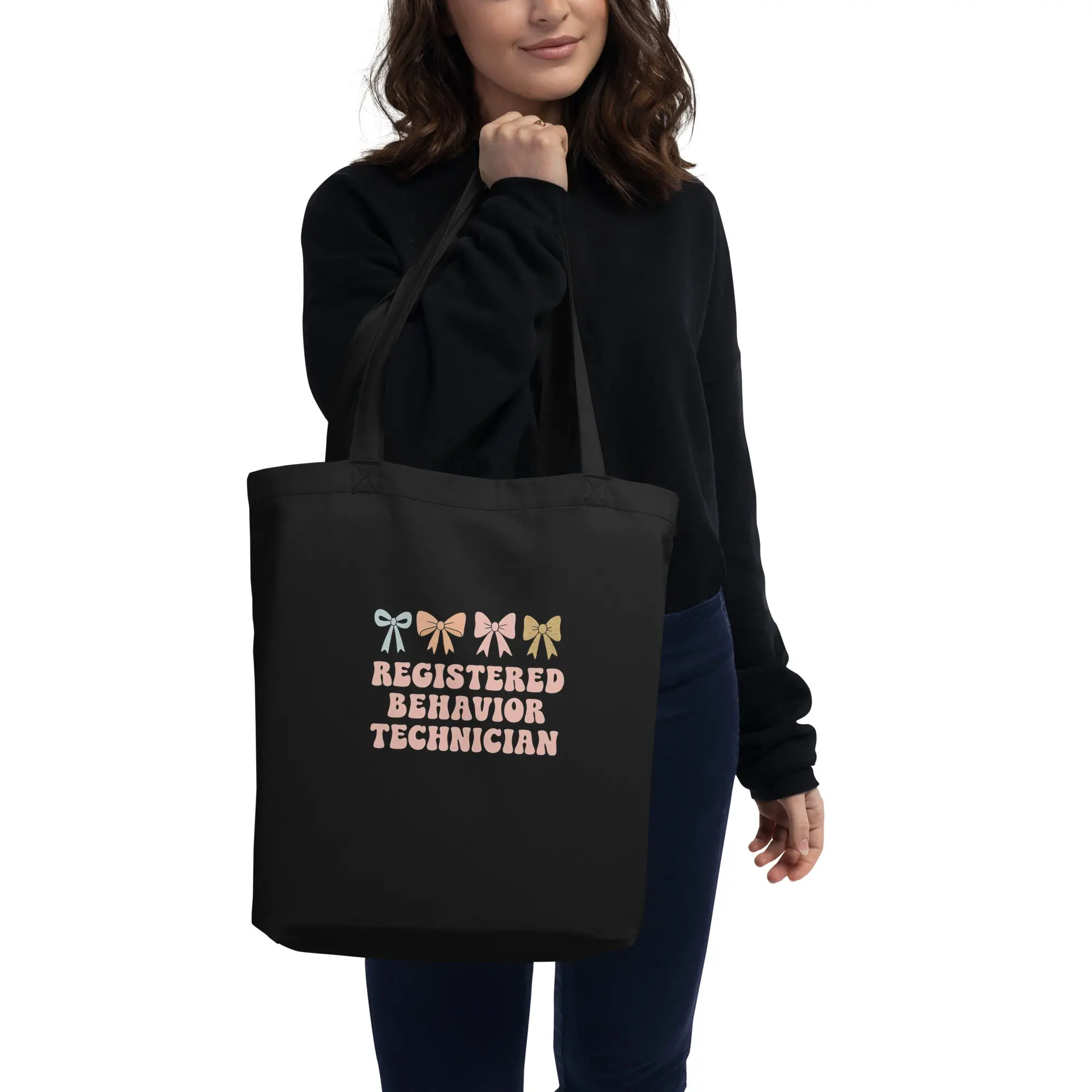 Eco Tote Bag – Registered Behavior Technician (RBT) Bow Aesthetic Design