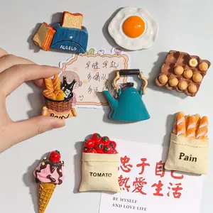 3D Funny Food Simulation Model Fridge Magnets - Personalized Stickers for Random Style Kitchen Fridge Decor decorative magnet Egg