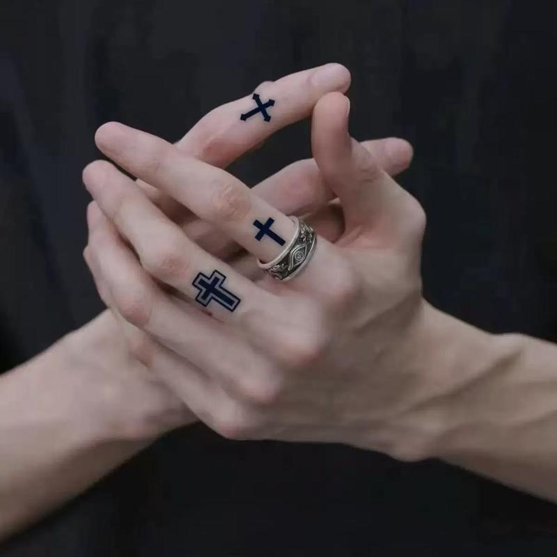 Magic Art Tattoo Stickers, 2 sheets, cross design, realistic and waterproof, semi-permanent, temporary tattoos, tattoo techniques.