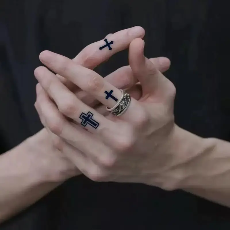 Magic Art Tattoo Stickers, 2 sheets, cross design, realistic and waterproof, semi-permanent, temporary tattoos, tattoo techniques.