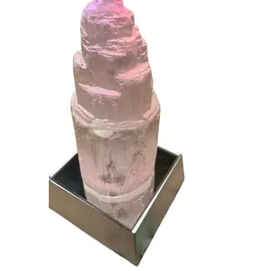 Selenite Tower on Color Changing Stand - Home Decor & Fengshui