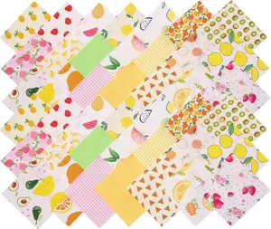 Charm Packs for Quilting 5 inch, 42 5-inch Cotton Fabric Charm Squares, Cartoon Fruit Print Fabric Squares