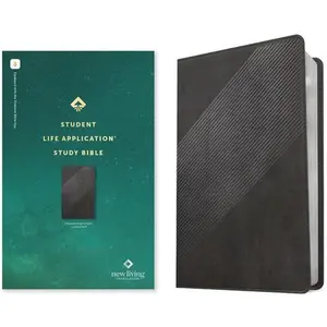 NLT Student Life Application Study Bible, Filament Enabled (Leatherlike, Charcoal Gray Striped, Red Letter) -- Tyndale, Leather / Fine Binding