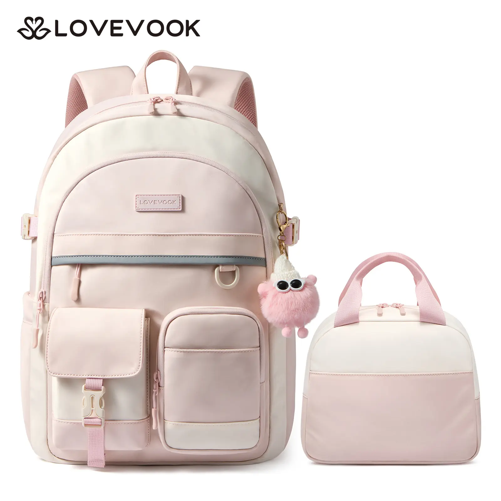 Pink-Beige (with lunch bag )