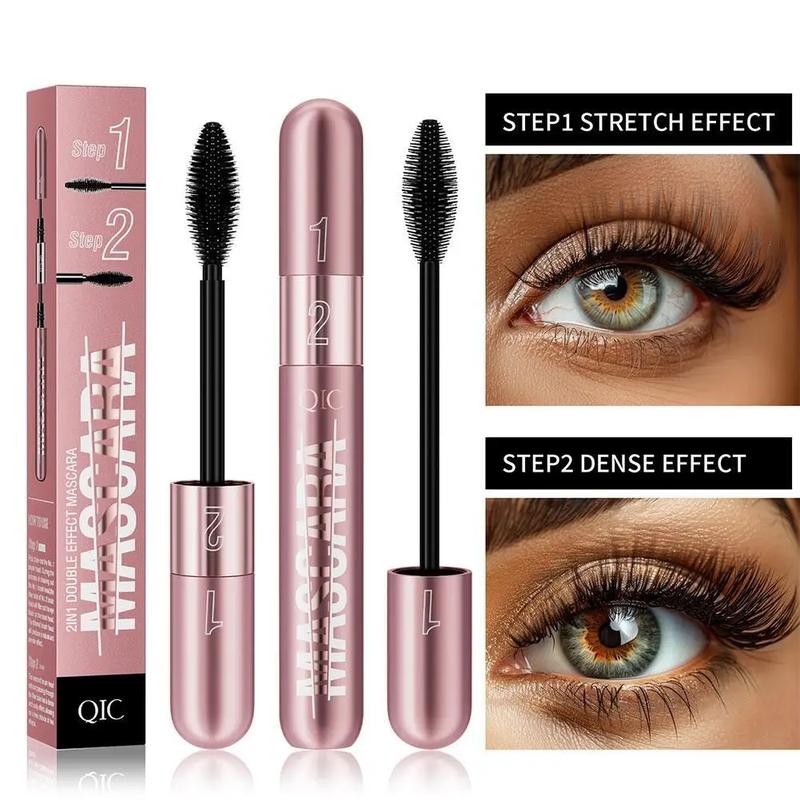 Women 2in1 Black Waterproof Mascara-5X Long Lasting 4D Lash for Beauty Charming Eye Makeup, All-in-One Mascara lady Smooth Gel mascara maybelline sky high maybelline sky high mascara blush matte wands liftingmascara