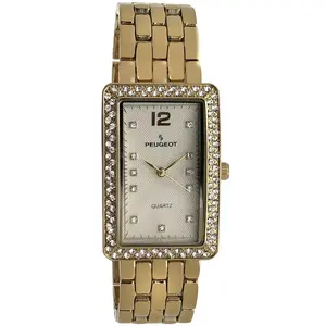 Peugeot Women's 40x25mm Gold Bracelet Watch with Crystal Bezel