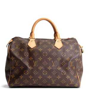 Pre-owned Louis Vuitton Monogram Coated Canvas with Vachetta Leather Trim Tote Bags Monogram Speedy 30