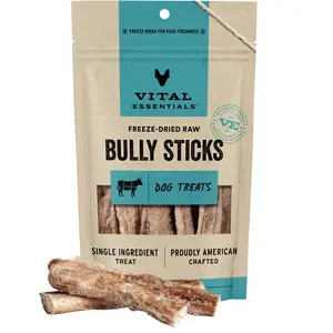 Vital Essentials Freeze-Dried Raw Single Ingredient Bully Sticks Treats Dog Treats, 1.4-oz bag