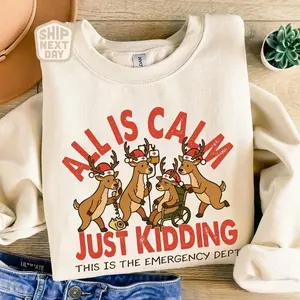 Emergency Department Christmas Reindeer Sweatshirt/Hoodie/Tshirt, Funny ER Nurse And Doctor Tee, Trauma Nurse Holiday Sweatshirt, Cute Medical Christmas Top, Cozy Xmas Gift For Hospital Staff