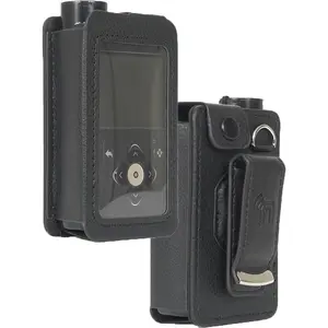 Case for Medtronic MiniMed 780G 770G 670G 630G 640G Insulin Pump, Form-Fit Cover [Built-In Screen Protection] and [Rotating Metal Belt Clip] - Black Vegan Leather