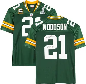 Charles Woodson Green Bay Packers Autographed Mitchell and Ness Green Authentic Jersey with "HOF 21" Inscription - Fanatics Authentic Certified