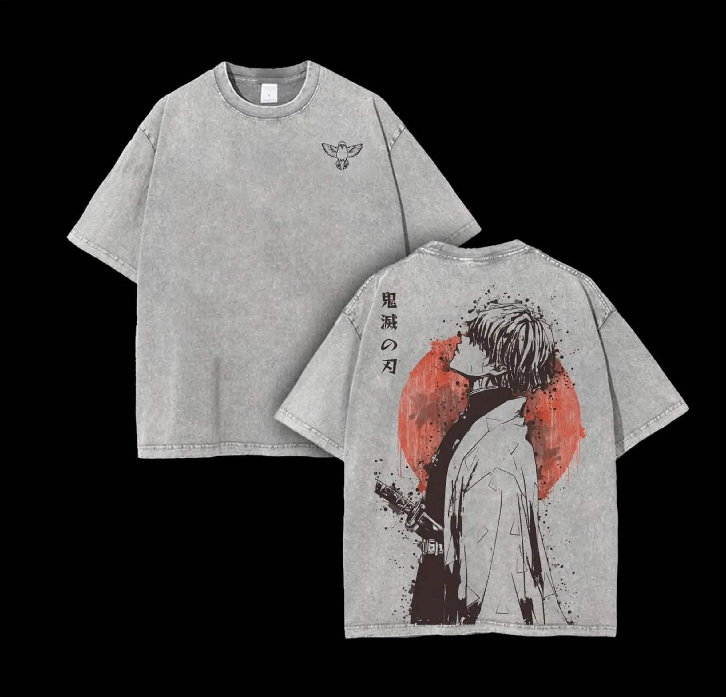 Retro Vintage Limited Zenitsu Agatsuma Demon Slayer Anime Double Printed Washed Tee Unisex Oversize Anime Manga Washed Lightweight Cotton T-Shirt Gift For Anime Fan Casual Style