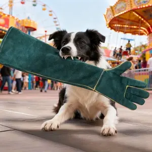 Wear Resistant Scratch Proof Leather Anti Bite Gloves Multi Purpose Pet Handling Gloves Cat Dog Feeding Interaction Bird Grip Reptile Handling Gardening Welding Durable Bestseller