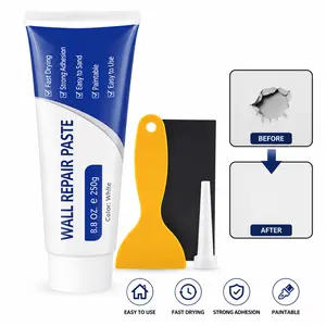 [All-in-1] Eco-Friendly Wall Repair Paste Kit - Waterproof, Mold-Proof Putty Spackling Paste, Wall Repair Patch, Concrete Sealant with Waterproof Strong Hold Adhesive, Handheld Sprayer, Velcro, Interior Rubber