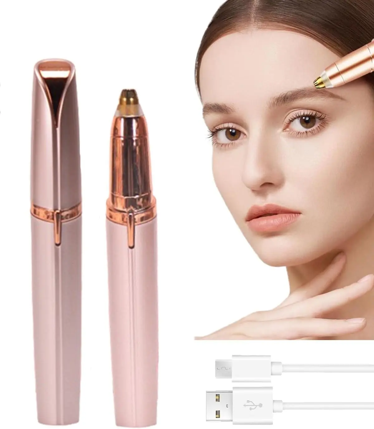 2 Pack Electric Eyebrow Hair Remover Painless Precision Portable Eyebrow Shaver Electric for Women Face Rechargeable Eyebrows Epilator for Lips Nose Chin