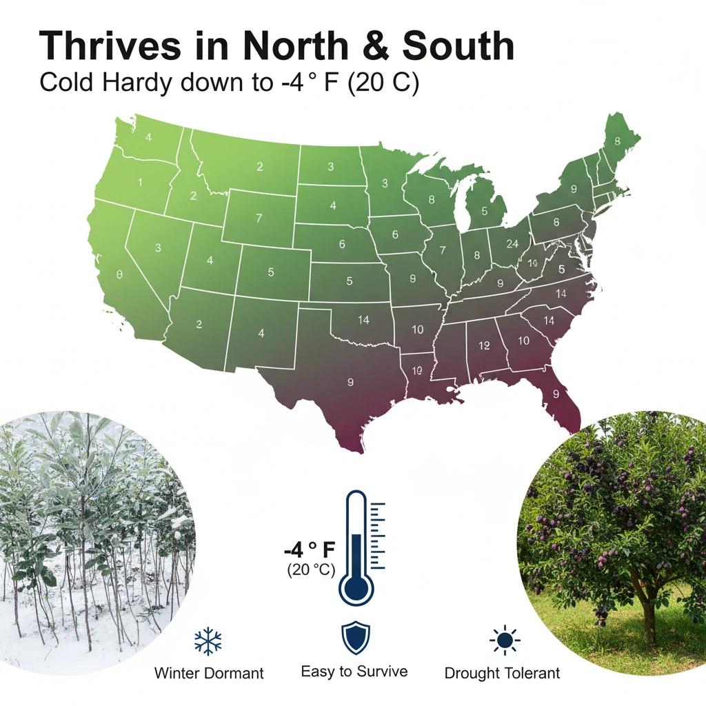Sweet Dark Purple Plum Tree, Large Fruit Small Pit Improved Variety, Cold Hardy Bare Root for Potted Patio Yard Outdoor Growing