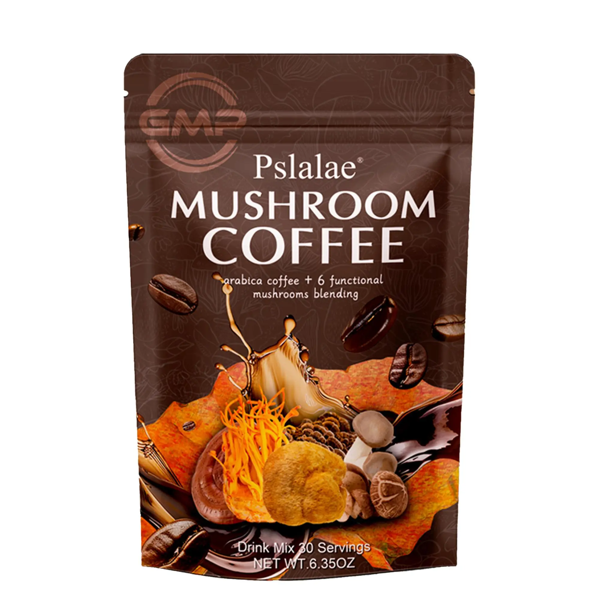 Pslalae - Mushroom Coffee Beverage Powder Supplement - Supports Brain Health - 30 servings/bag