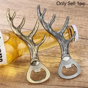 Vintage Deer Antler Shape Bottle Opener, Metal Soda Drink Beer Opener, Soda Can Opener, Practical Gadget Utensils for Kitchen Restaurant Bar Party, Portable Opener for Outdoor Camping Picnic, Creative Christmas Gift for Family Friends