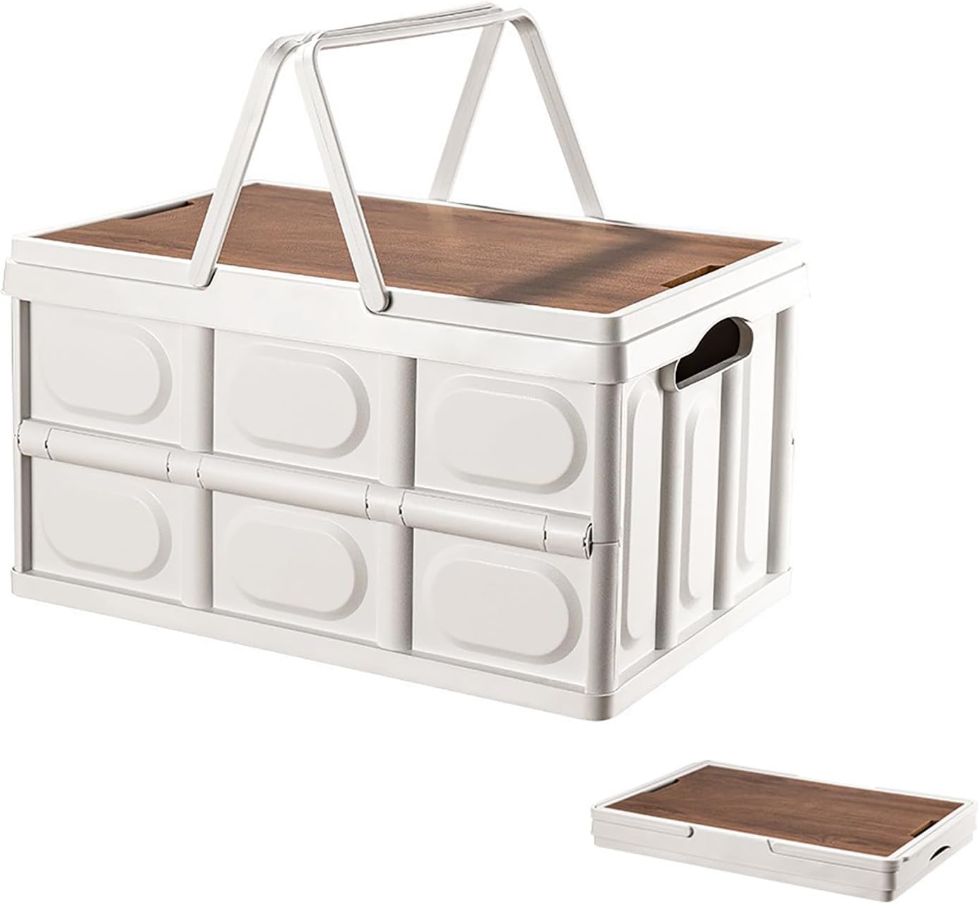 Collapsible Storage Bin with Handles and Wooden Lid, Large Capacity Stackable Utility Crates Holds 33lbs for Outdoor Home Storage Organizing Moving (30L/7.9Gal) Collapsible Storage Bin with Handles and Wooden Lid, Large Capacity Stackable Utility Crates Holds 33lbs for Outdoor Home Storage Organizing Moving (30L/7.9Gal)
