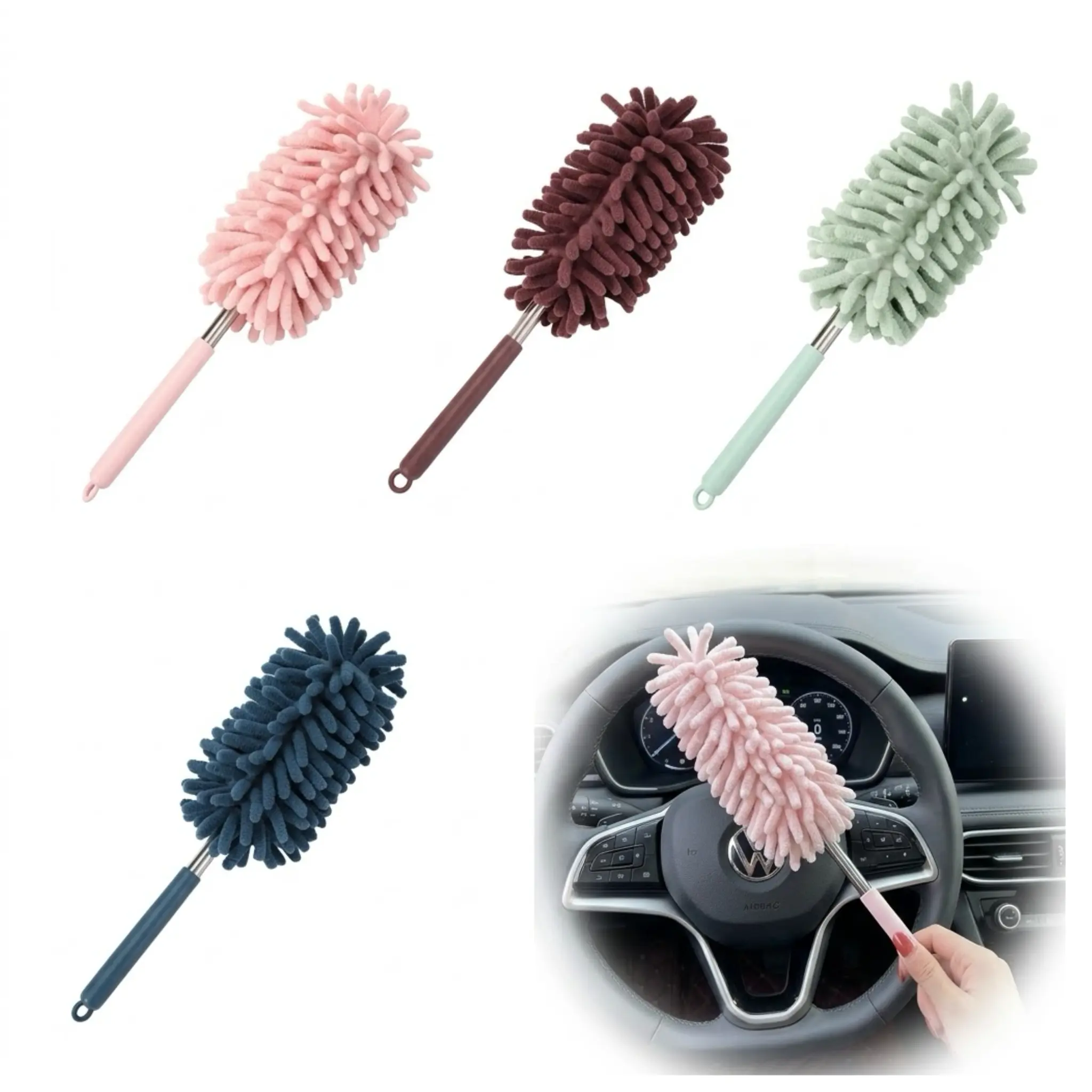 Mini Car Duster Brush, Extendable Microfiber Dusting Tool with Comfortable Handle for Home and Auto Interior Cleaning, Automotive Cleaning Tool, House Cleaning Tools, Cleaner