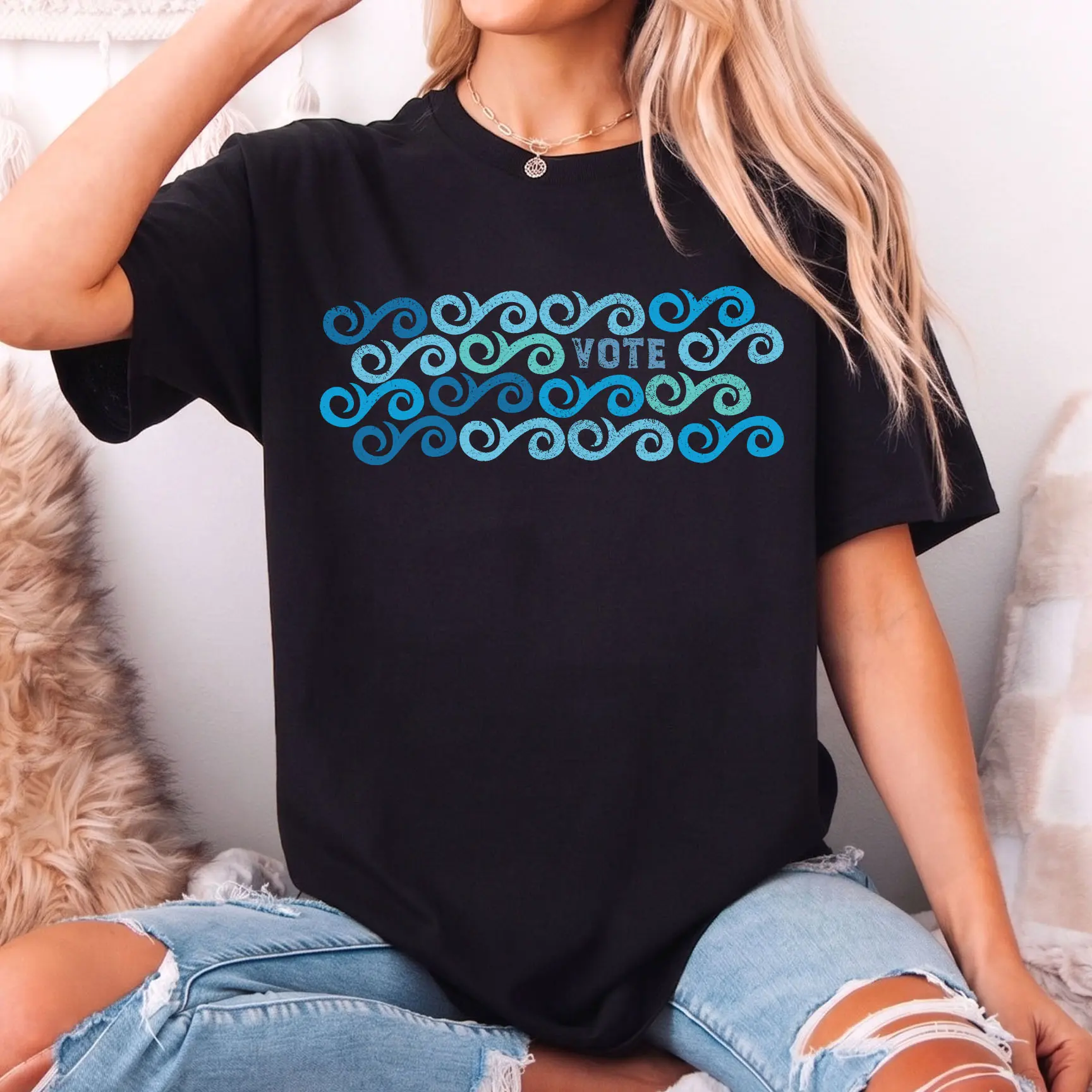 Vote Blue Waves Shirt, Liberal Voter Tee, Midterm Election 2026 Shirt, Blue Wave Pattern Shirt, Political Statement Tee, Progressive Campaign Shirt, Election 2026 Outfit, USA Voting Rights Shirt