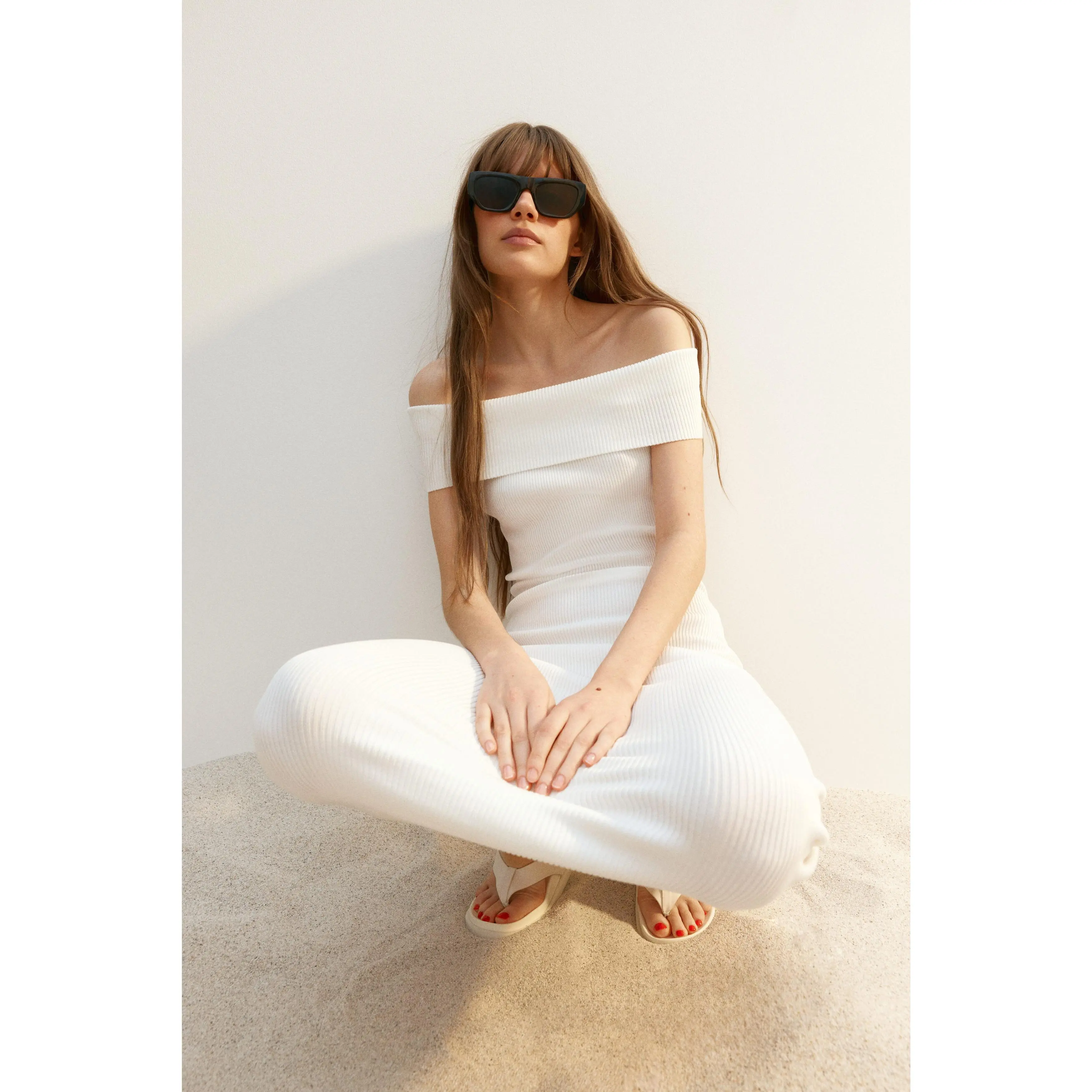 H&M Ribbed off-the-shoulder dress H&M Ribbed off-the-shoulder dress