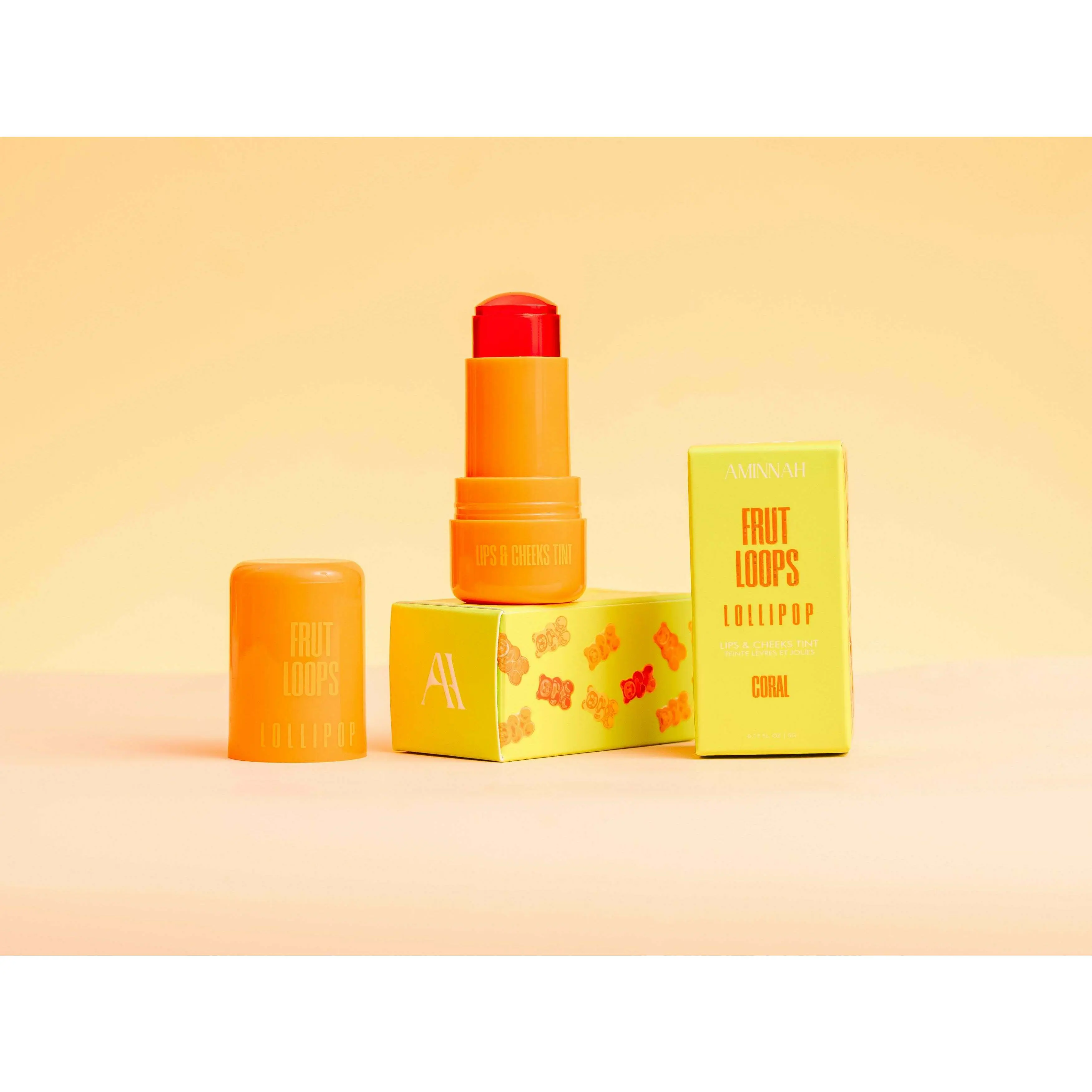 Fruit Loops Lollipop Coral Gloss Lipgloss - Single Item Cosmetic Glossy Cosmetic Makeup, Intensely Pigmented, Juicy Coral Color, Easy Application, for Lips & Cheeks, All Skin Types
