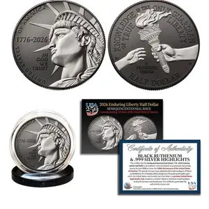 2026-P Enduring Liberty Half Dollar BU Coin America 250 Black Ruthenium + Silver