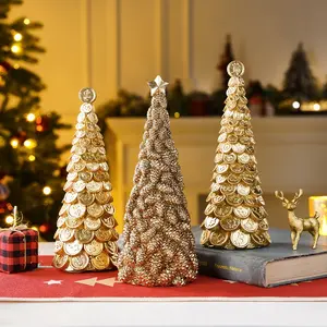 Creative Christmas Tree Resin Ornament, Acorn Pine Cone Dollar Bitcoin Shapes, Desktop Window Display Decor, Holiday Gift Idea