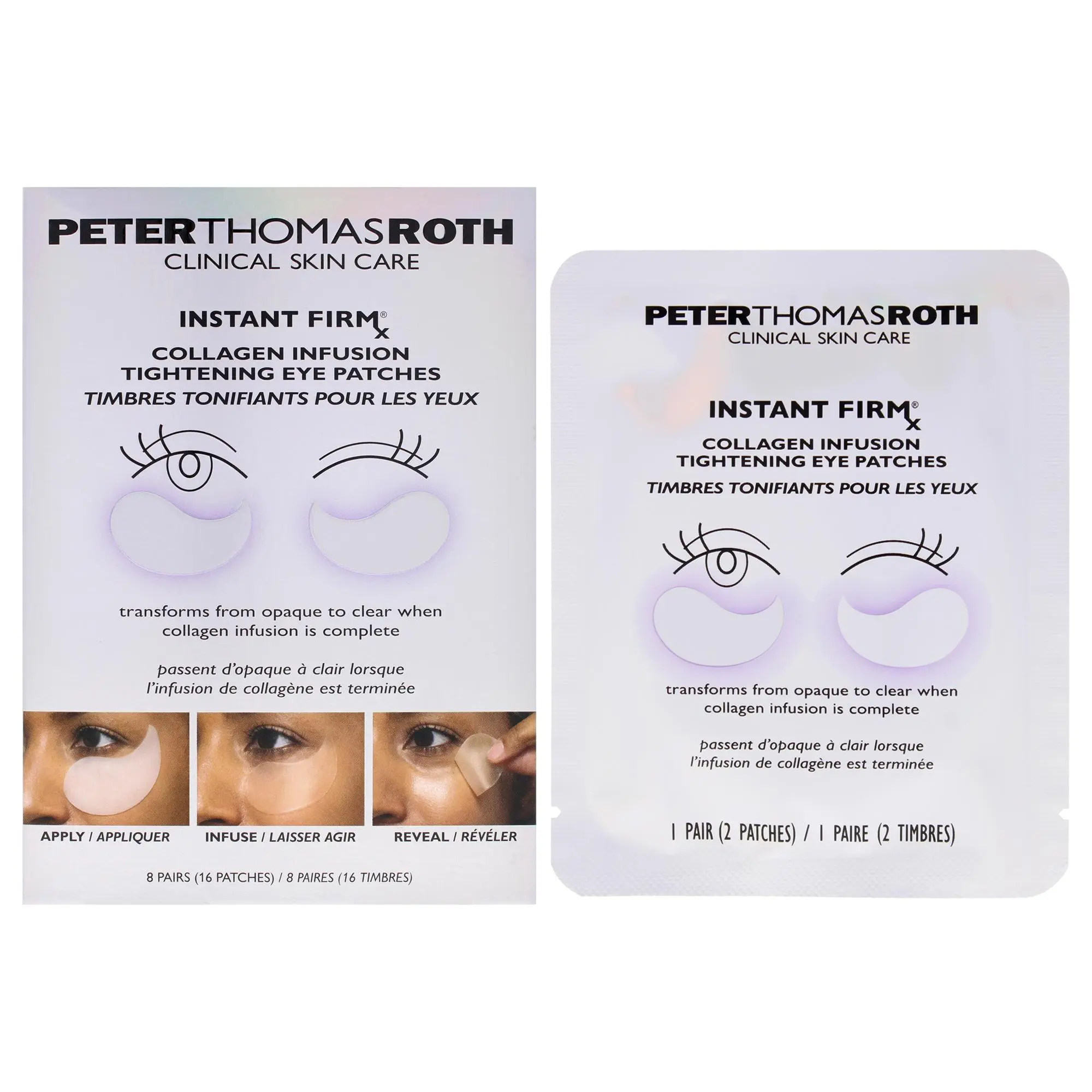 Peter Thomas Roth Instant Firmx Collagen Infusion Tightening Eye Patches - Women's Daily Use, Clinical Formula, Infuses Collagen for Eye Area, 1 Pack (16 Pieces), Easy to Apply Patch