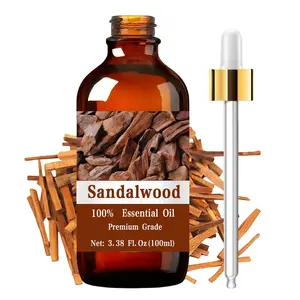 Sandalwood Essential Oil 100ML/3.38oz, Pure Perfume Grade, Hair & Skin Care, Massage, Diffuser Humidifier, Natural Scent, Long-Lasting Moisturizing