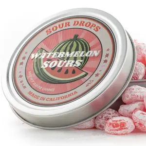 Sour Drops Dye-Free Watermelon Sours Hard Candy Made in California Tangy Watermelon Flavor 90s Inspired