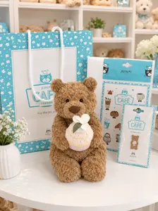 Jellycat Bartholomew Bear Cupcake Plush Gift Set with Jellycat Bag, Cozy Soft Teddy Bear Toy, Sweet Birthday Surprise for Kids & Plush Lovers