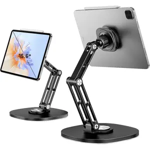 OHLPRO Universal Magnetic iPad  for Desktop, Foldable Tablet  with 360-Degree Rotation °   Rotating aluminum desktop  suitable for iPad/tablet/monitor, up to 18.5inch (approx. 47.0cm ), office desk accessory, gift for men/women cooper tab silicone pad