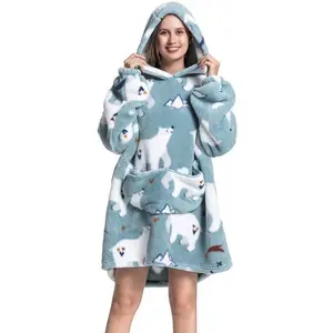 1 pc Wearable Blanket Hoodie — Plush, Soft, Warm Sherpa Fleece Blanket Hoodie, Comfortable Sweatshirt with Large Pocket for Women & Men Adults