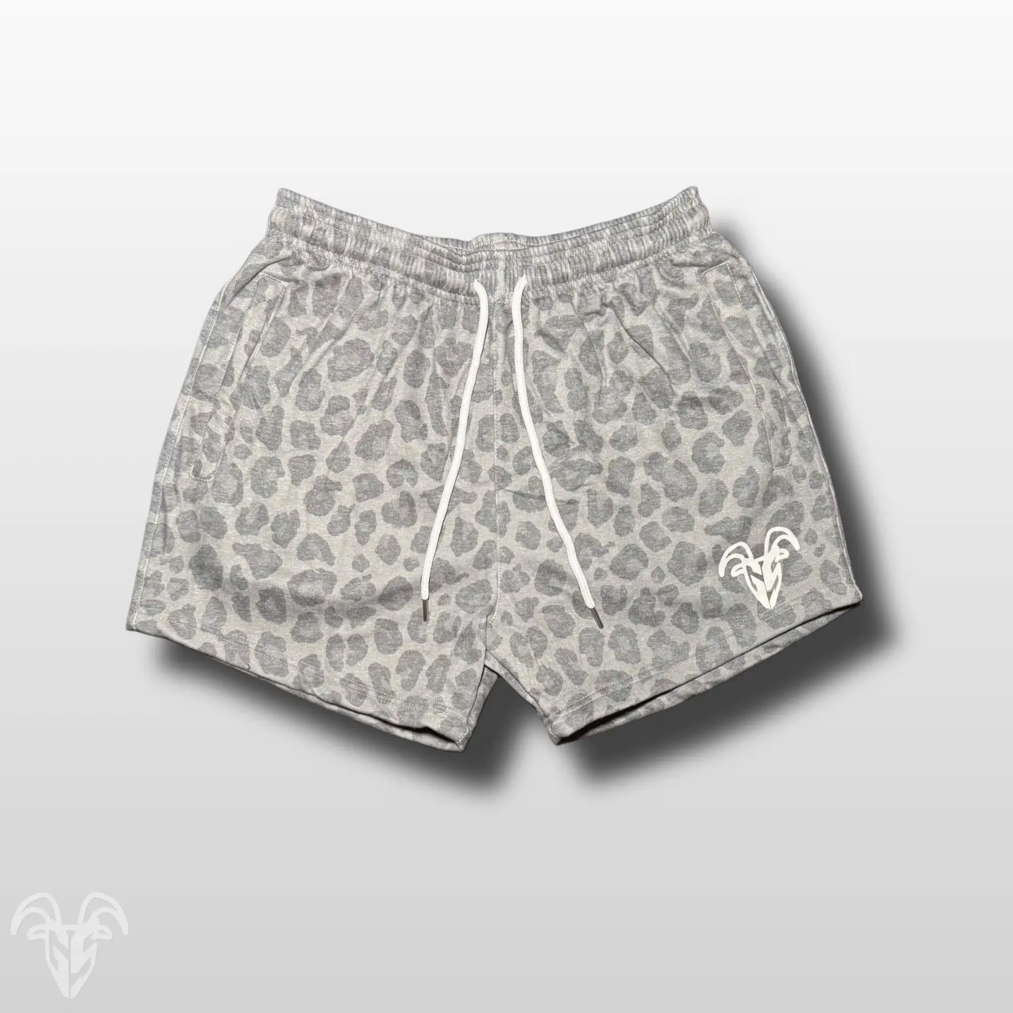 5-Inch Inseam Cheetah Print COTTON Gym Shorts with Zipper Pockets
