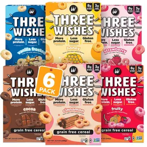 Wishes GrainFree Protein Cereal Healthy, Low Sugar GlutenFree Breakfast Cereal Low Carb, PlantBased, Vegan NonGMO Variety 6Pack