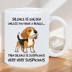 Funny Beagle Dog Mug - Silence is Golden Unless You Have a Beagle Ceramic Coffee Cup with Beagle Breed, Tea/Cocoa Cup for Beagle Lovers, Hand Wash Only Gift for or Office