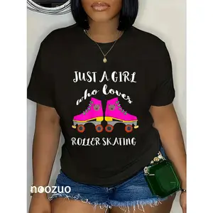 100% Cotton Just A Girl Who Loves Roller Skating Roller Skates Skaters T-Shirt