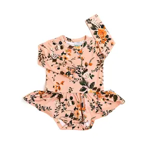 Flora Light Pink TUTU Super Soft Comfortable Bamboo Viscose Bodysuit with Tutu Skirt 3 Snaps for Easy Diaper Changes