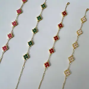 Floral Enamel Charm Bracelet